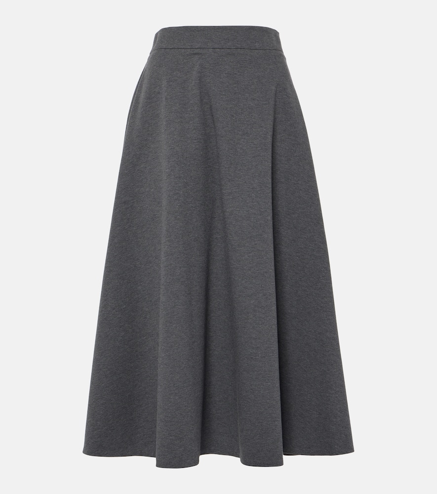 Cotton-blend midi skirt