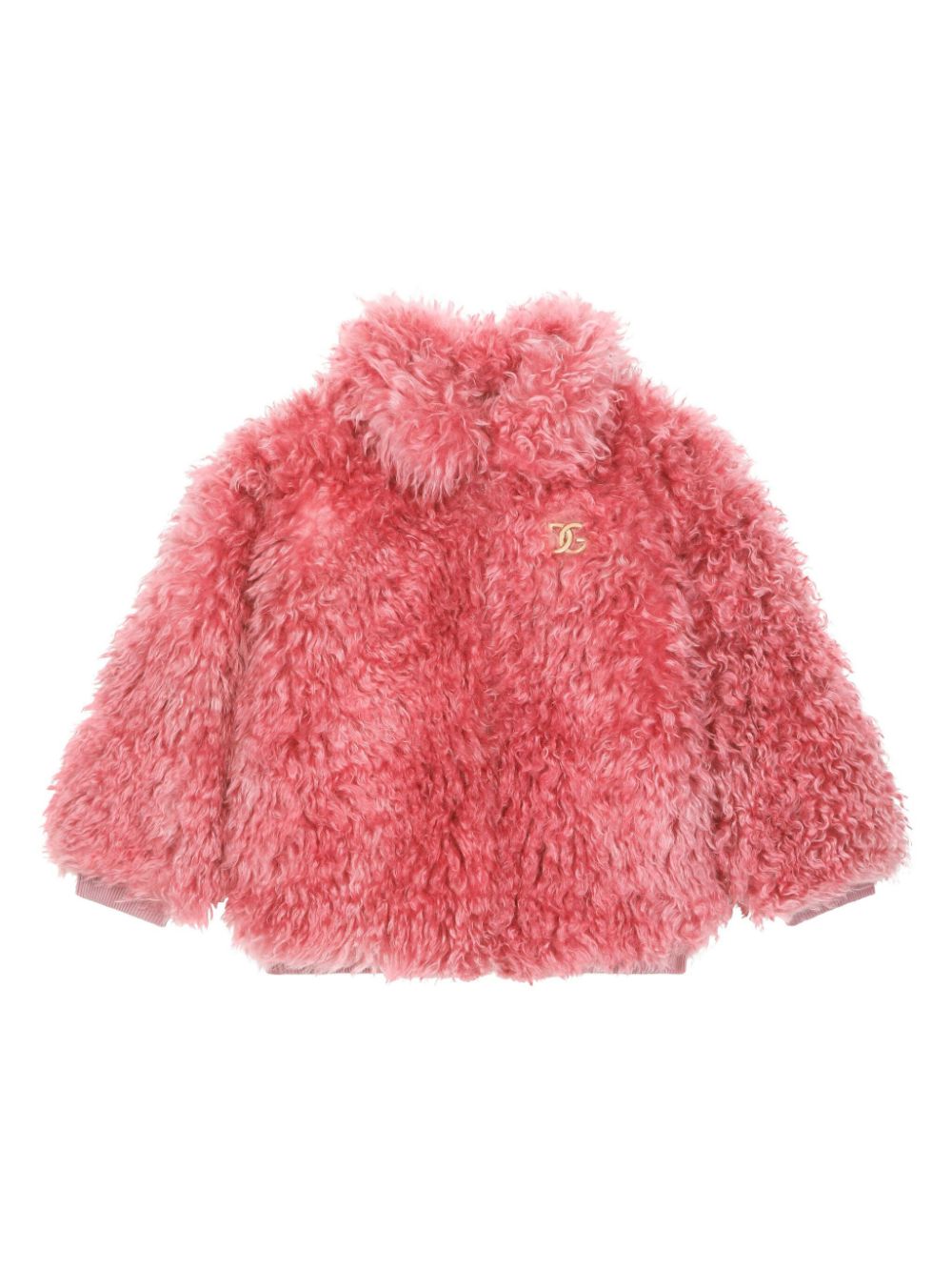 DG-logo faux-fur coat - Pink