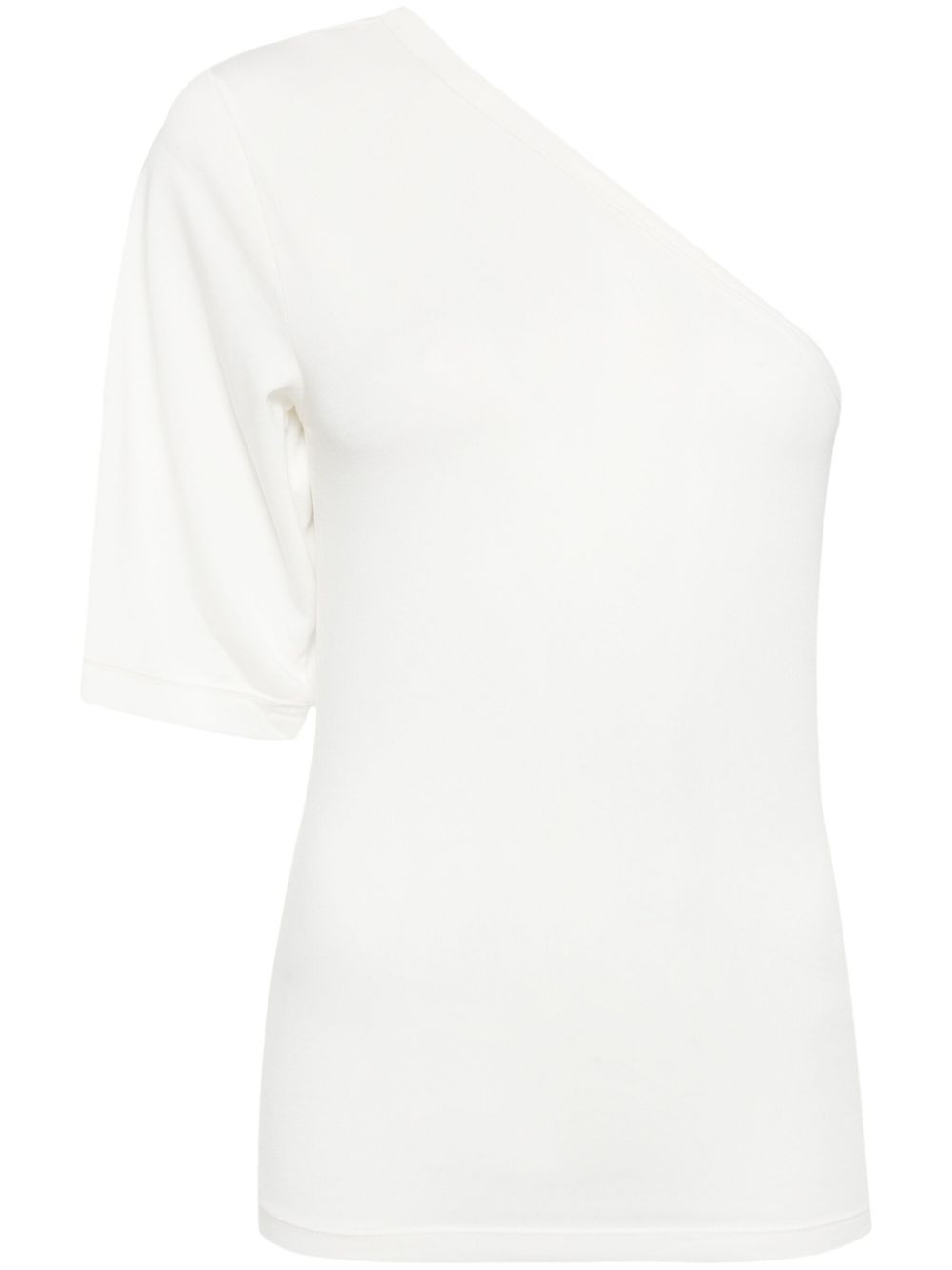 One-shoulder soft-jersey top - Neutrals
