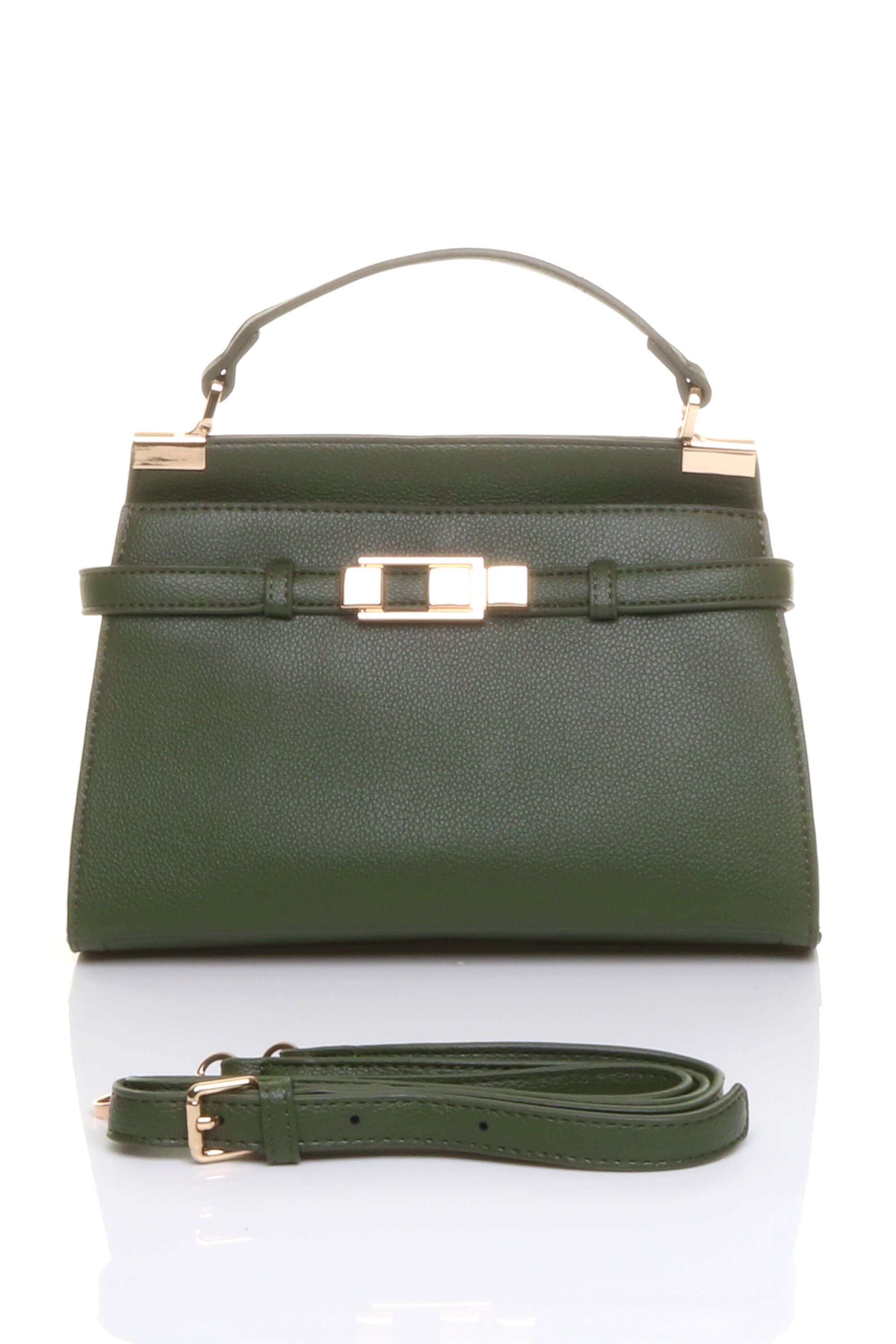 AJVANI Women's Satchel Top Handle Mini Tote Grab Bag in Dark Green