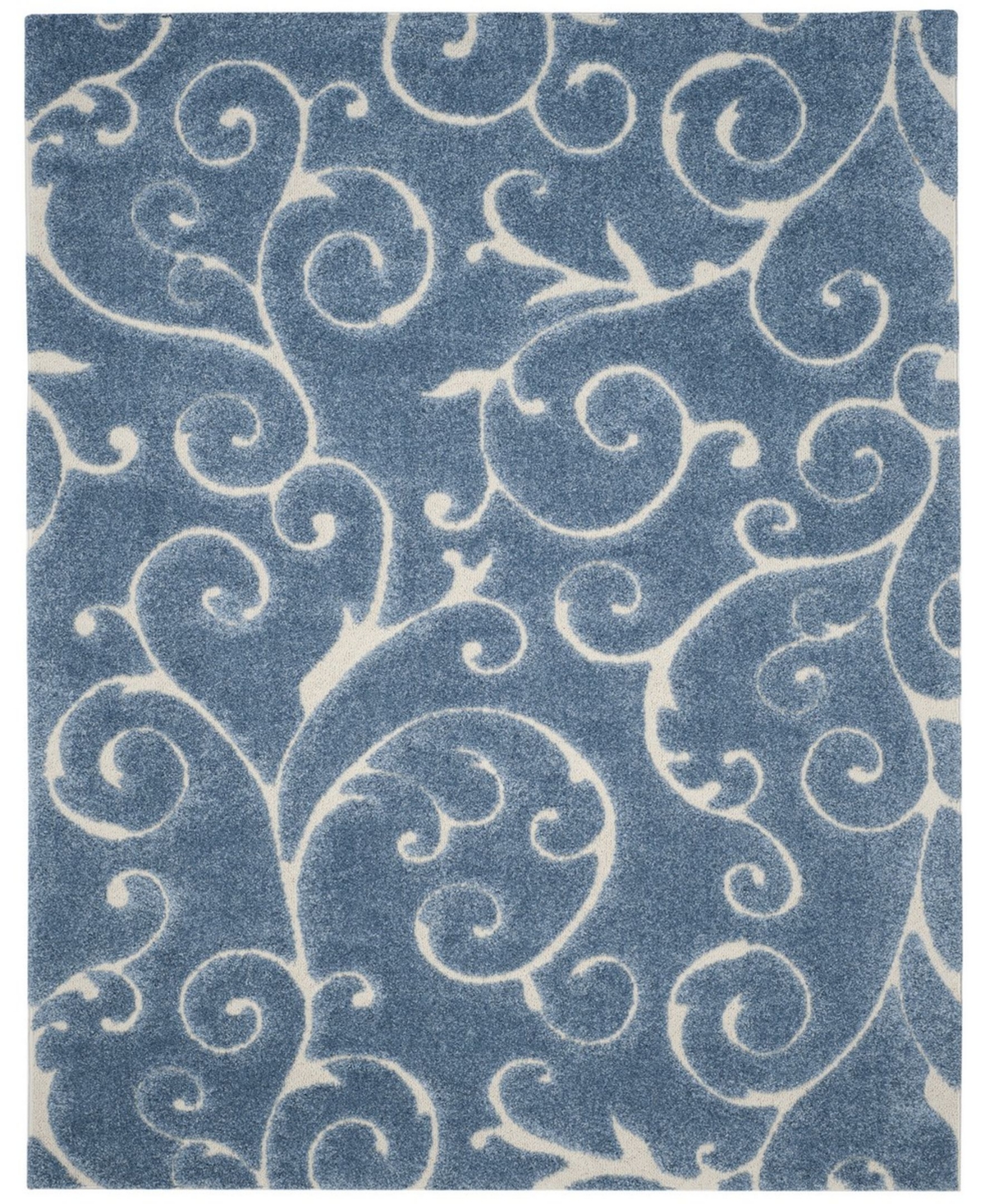 "Florida Shag SG455 8'6"" x 12' Area Rug - Light Blue/Cream"