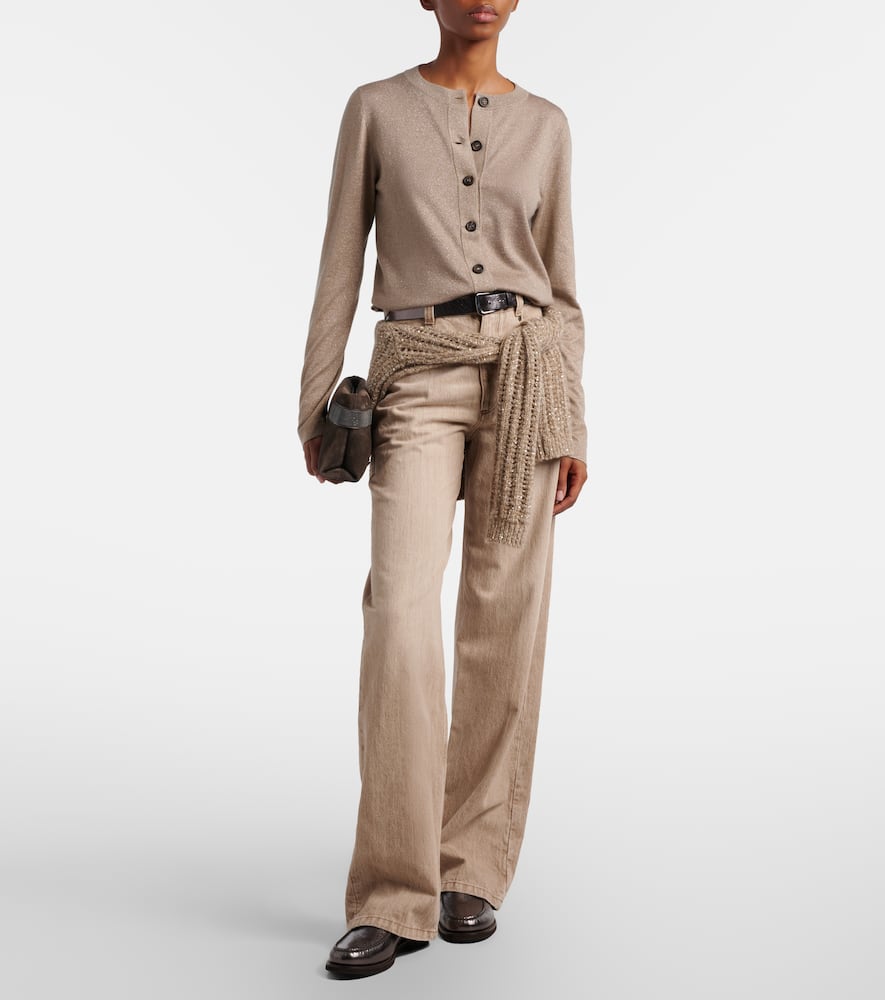 Cashmere-blend lamé cardigan