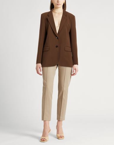 Crème Woman Blazer Brown Size 10 Polyester, Viscose, Elastane