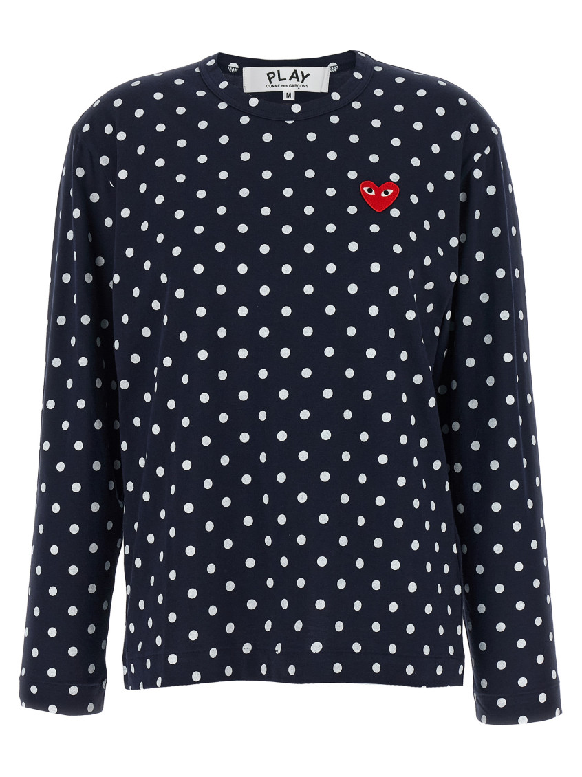 Blue Polka Dot Crew Neck T-Shirt