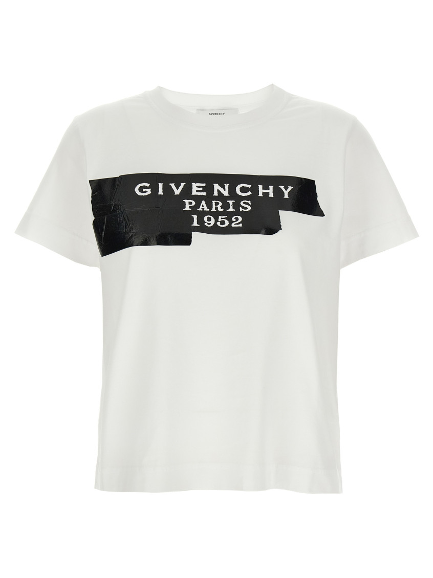 White T-shirt With Lettering Logo On The Front In Cotton Woman