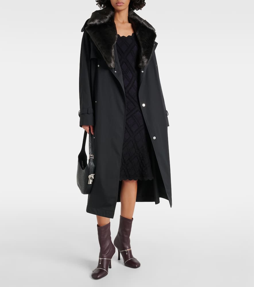 Kennington faux fur-trimmed trench coat