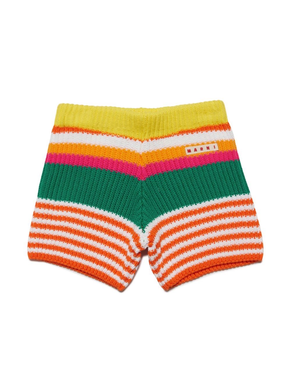 Crochet-knit striped shorts - Orange