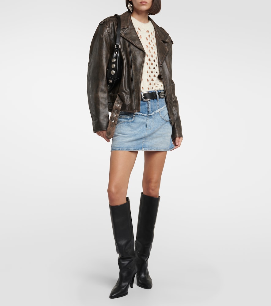 High-rise denim miniskirt