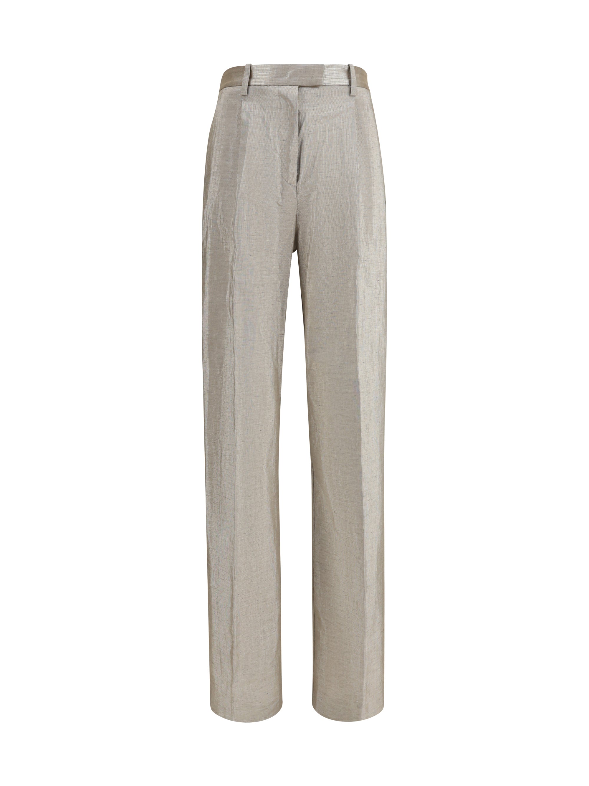 Lurex Tweed with Micro Sequins Trousers — Beige