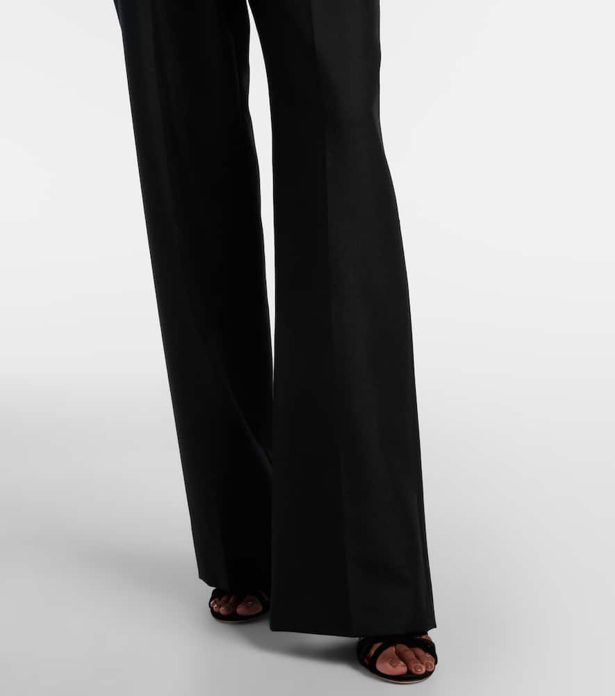 Bow-detail wool and mohair straight pants