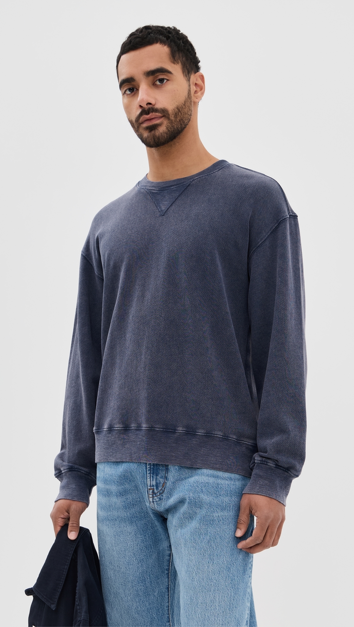 Alex Mill Marlon Sweatshirt In Light Weight Cotton Terry Dark Navy