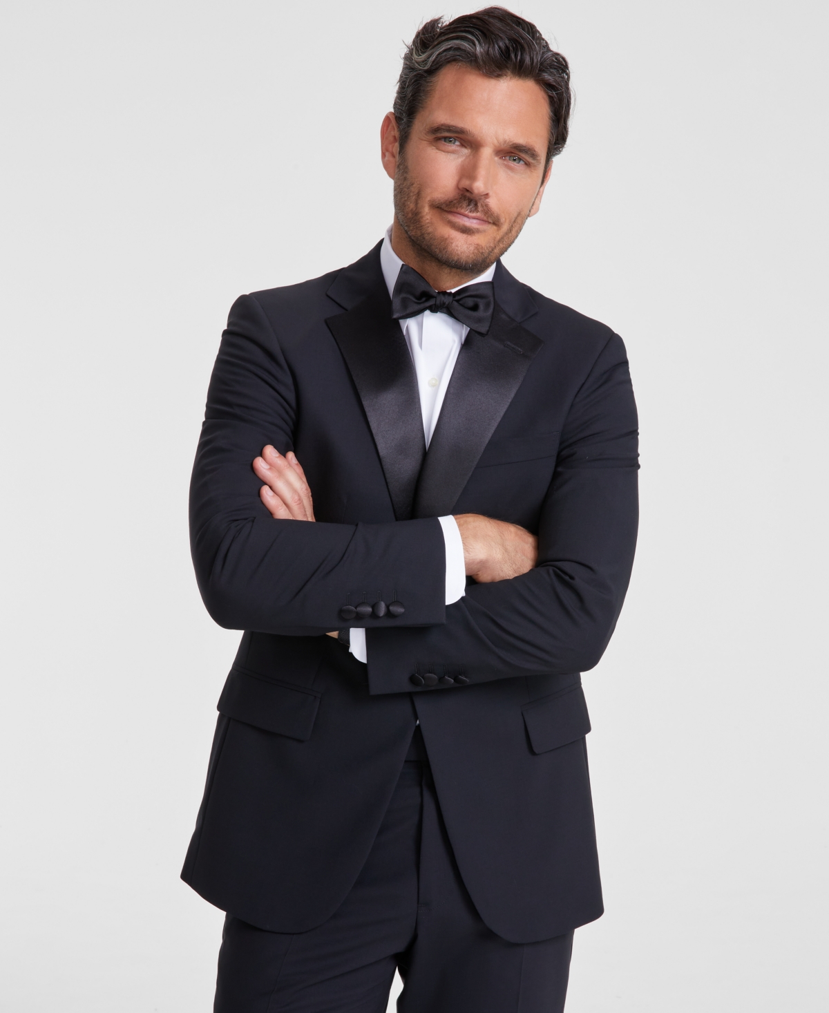 B by Brooks Brother Men's Classic-Fit Wool Blend Tuxedo Jacket - Black