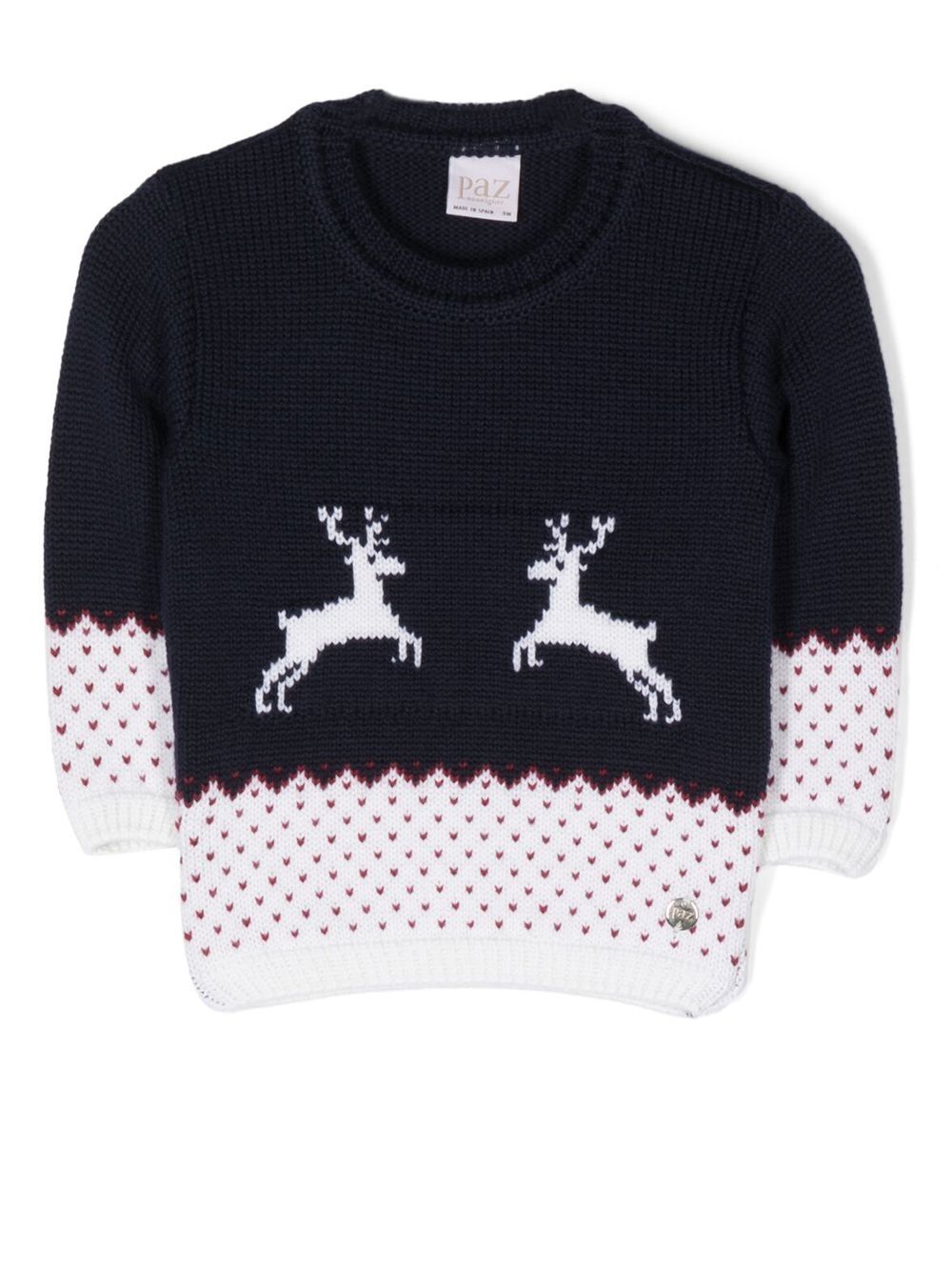 Reindeer-knit crew-neck jumper - Blue