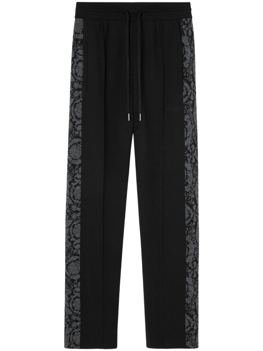 Patterned-jacquard straight-leg trousers - Black
