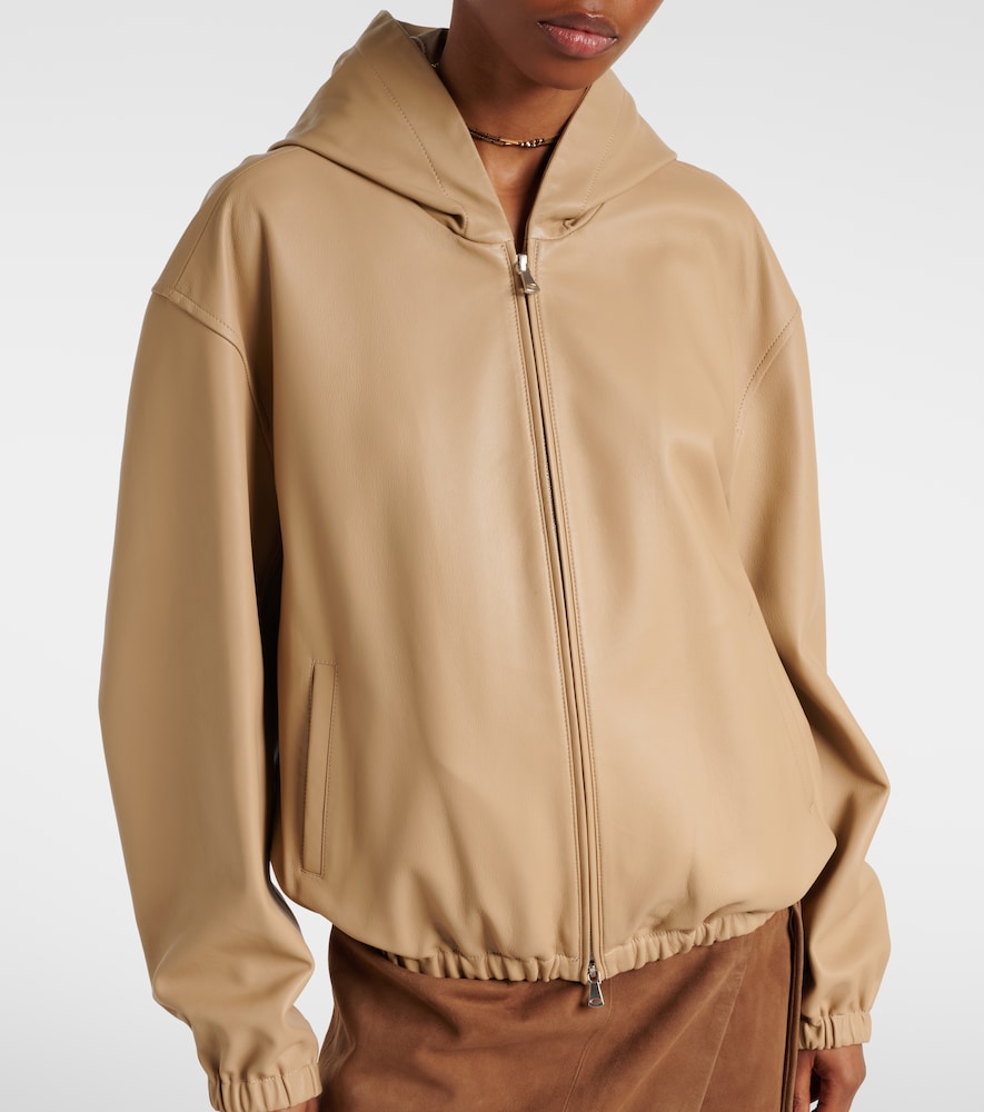 Leo leather zip-up hoodie