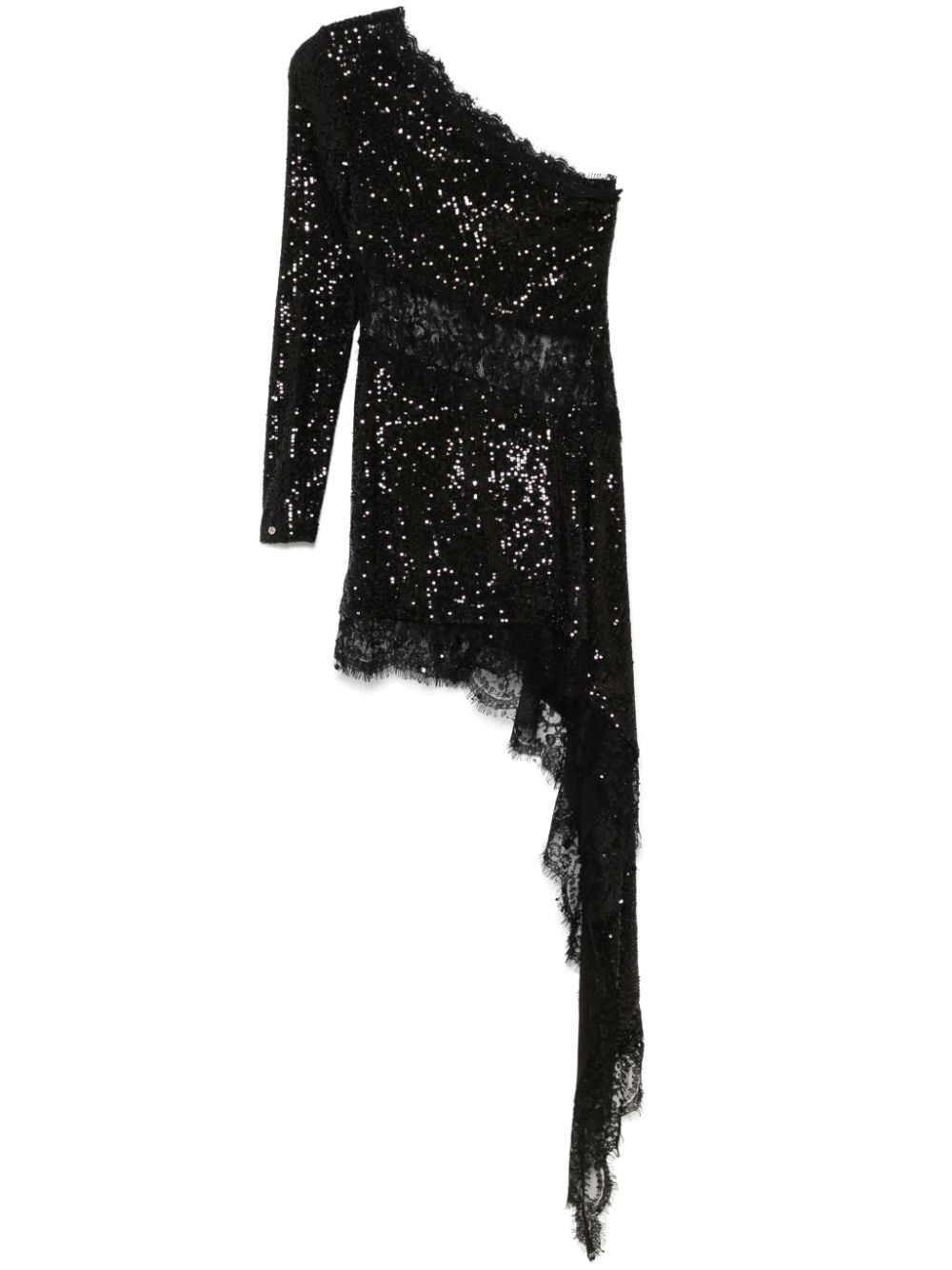 Lace-insert sequined mini dress - Black