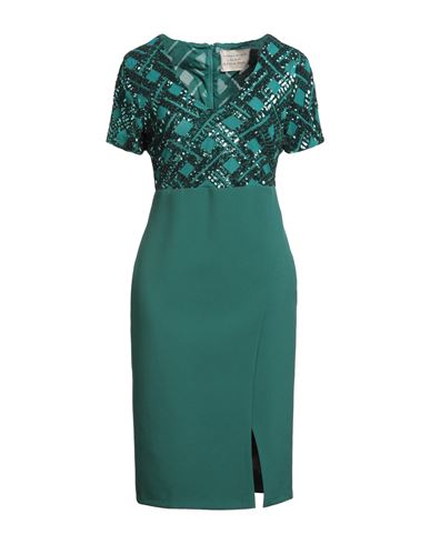 Woman Midi dress Emerald green Size 2 Polyester, Elastane