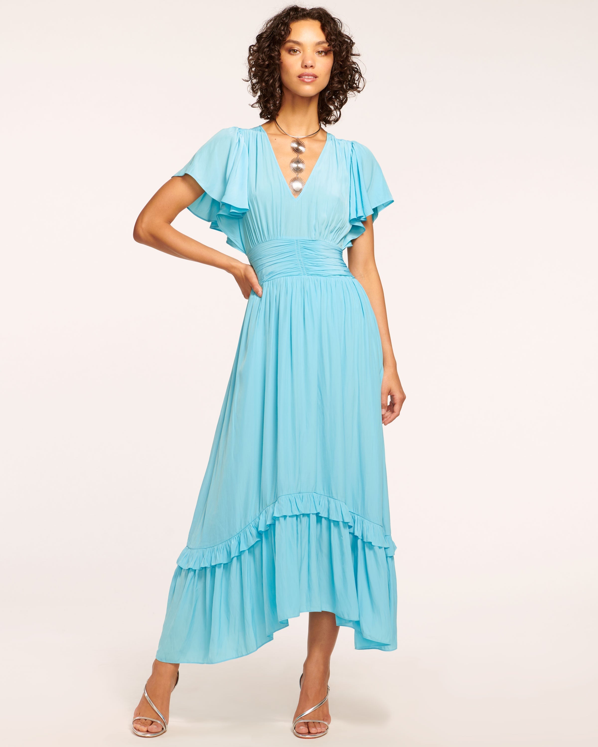 Joanie Short Sleeve Maxi Dress in Pink Petunia