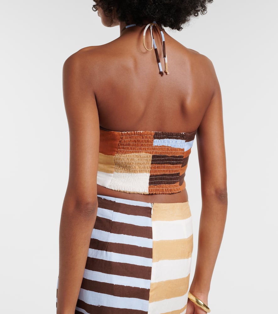 Lodi striped linen crop top