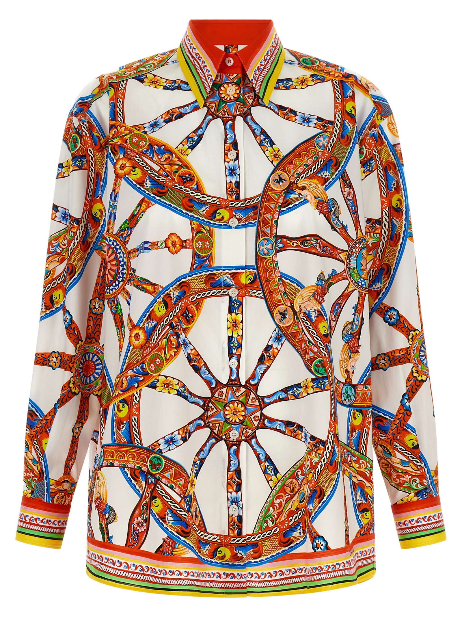 Chain Print Cotton Blouse — Multicolor