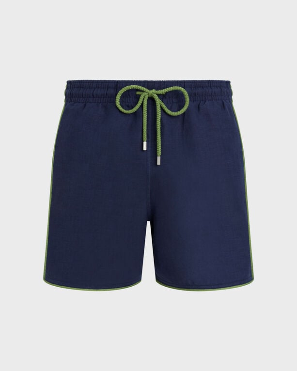 Men Linen Swim Shorts Solid - Mdb - Mallorca - Blue