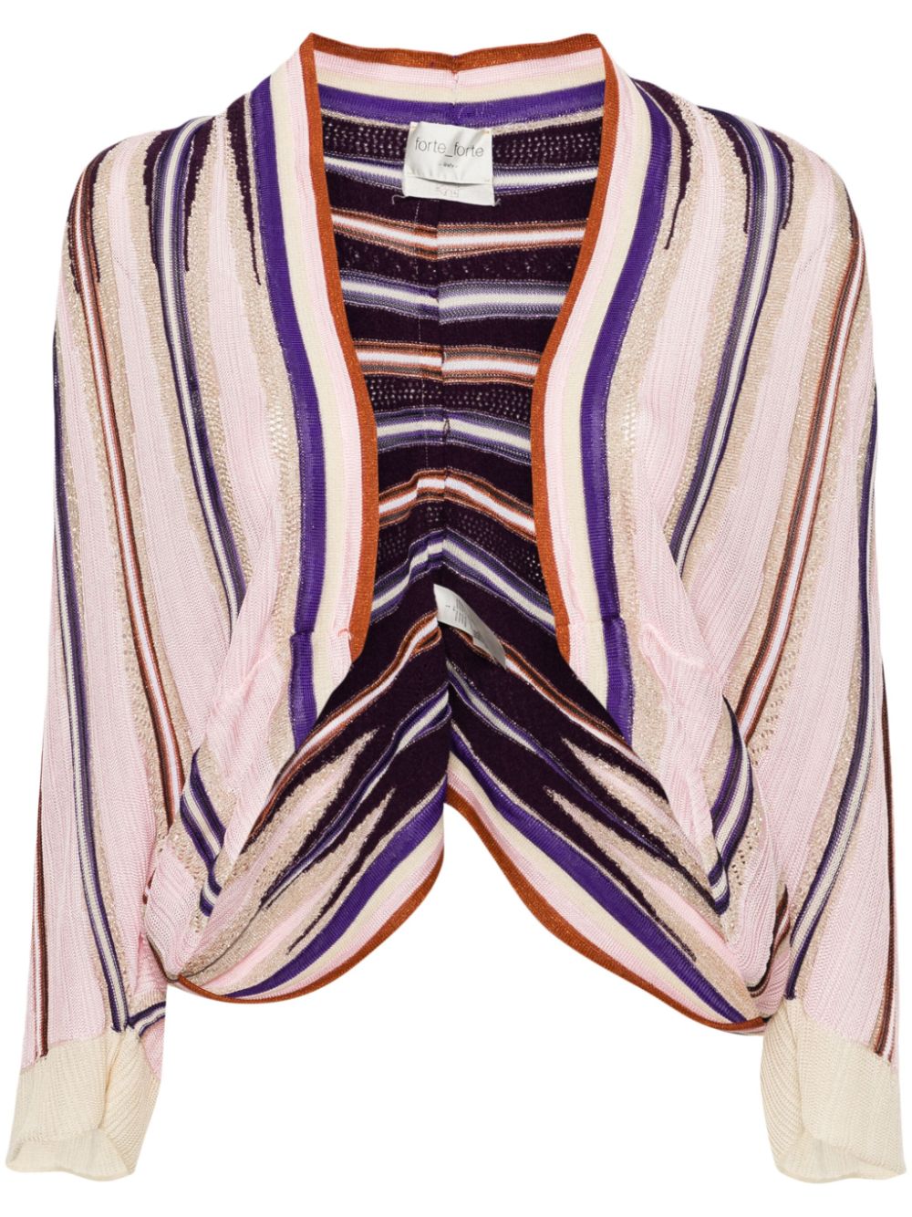 Striped batwing-sleeve cardigan - Purple