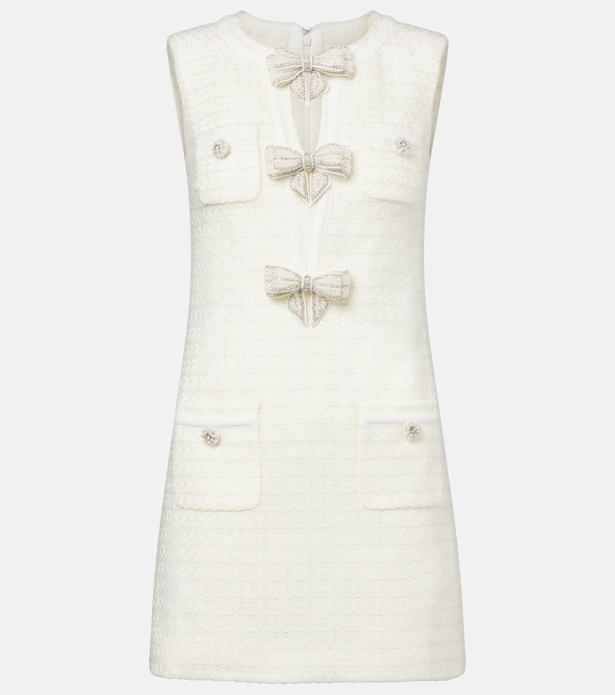 Self-Portrait Bow-detail bouclé minidress