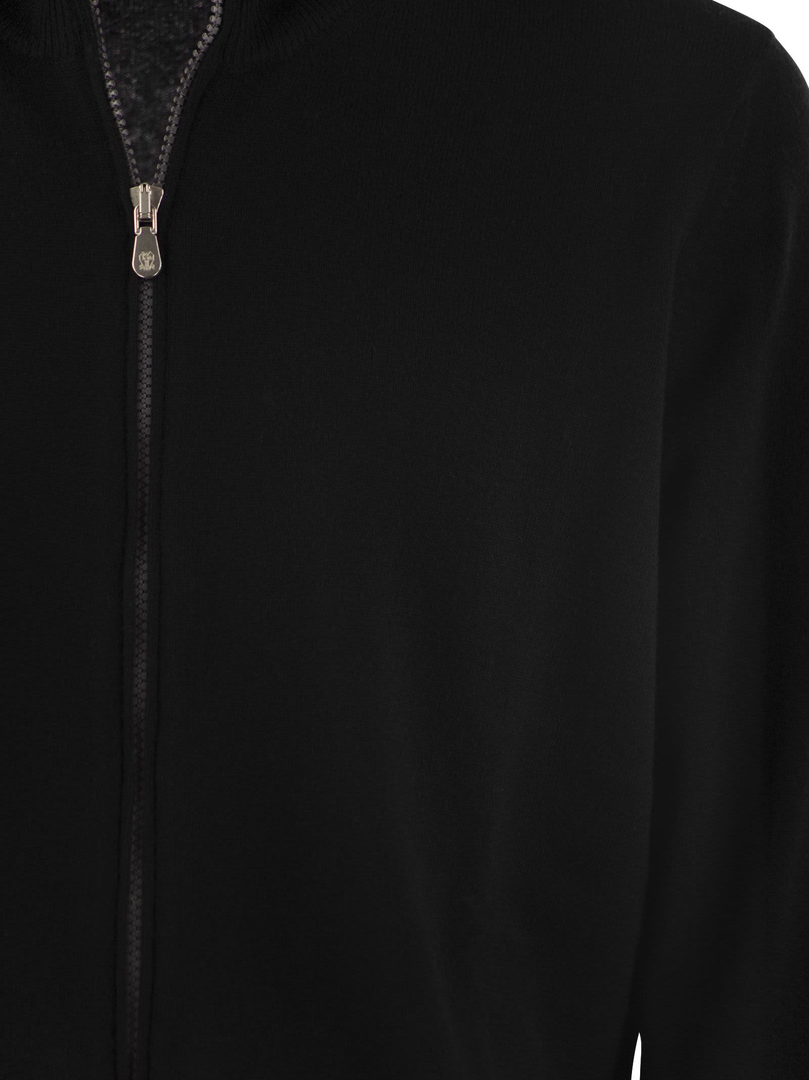 High-necked Cashmere Cardigan With Zip
