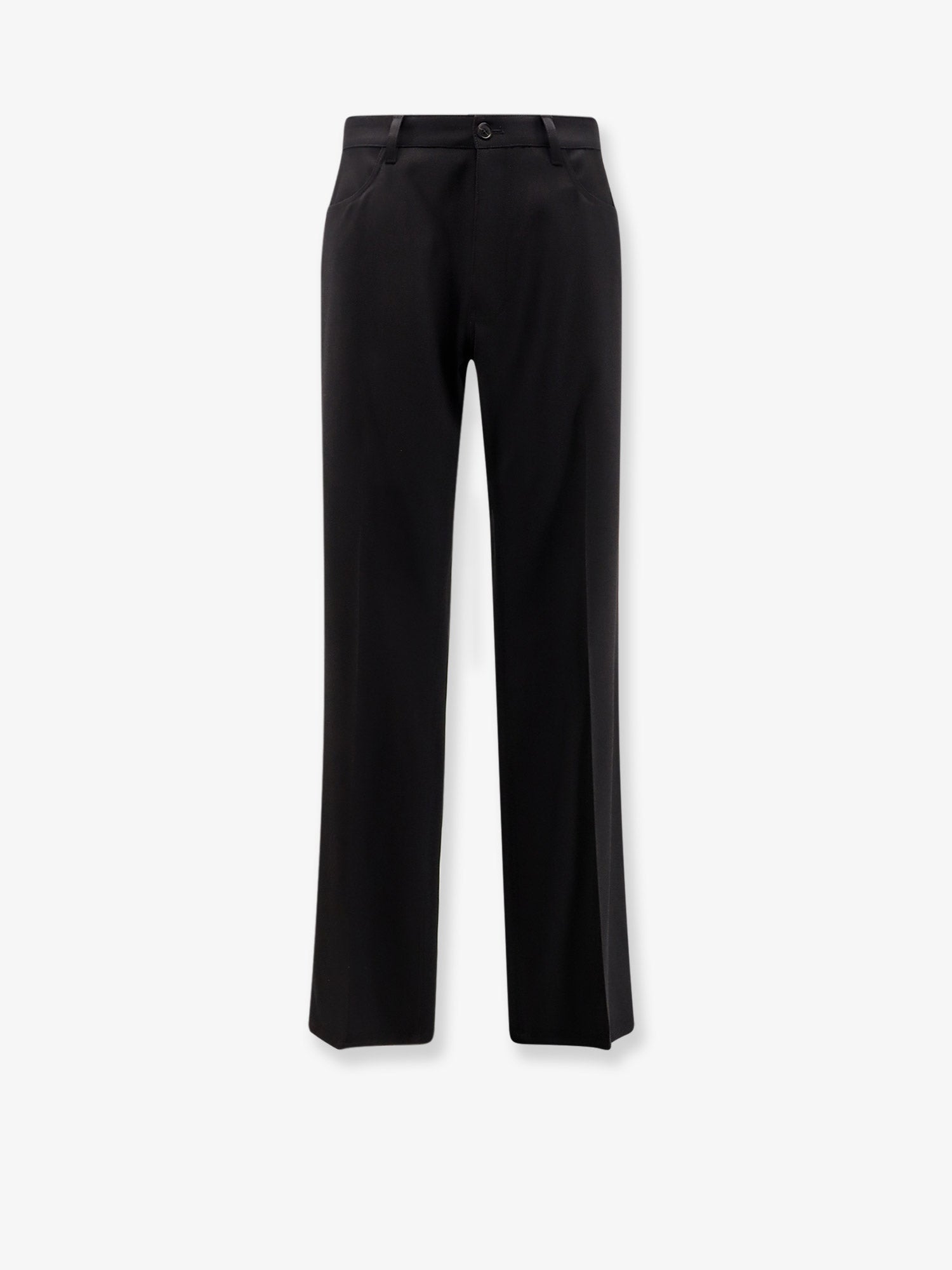 Straight Fit Cotton Trousers — Black
