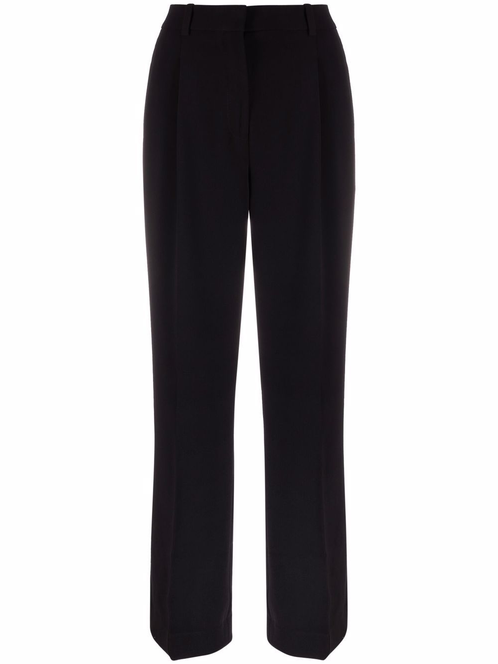Straight-leg pleated trousers - Black