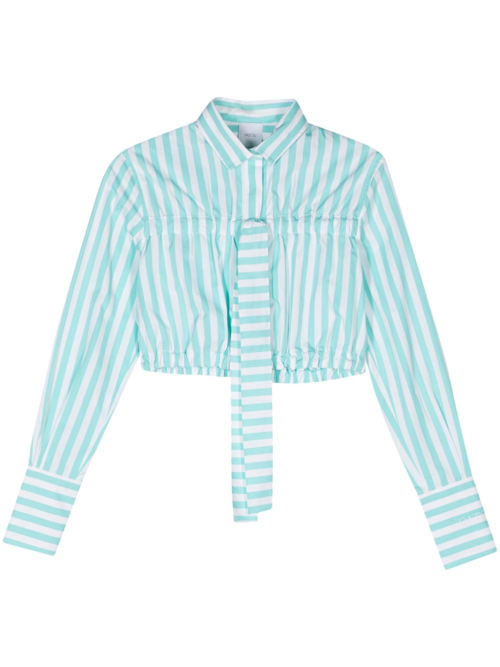 Bow-detail striped shirt - Green