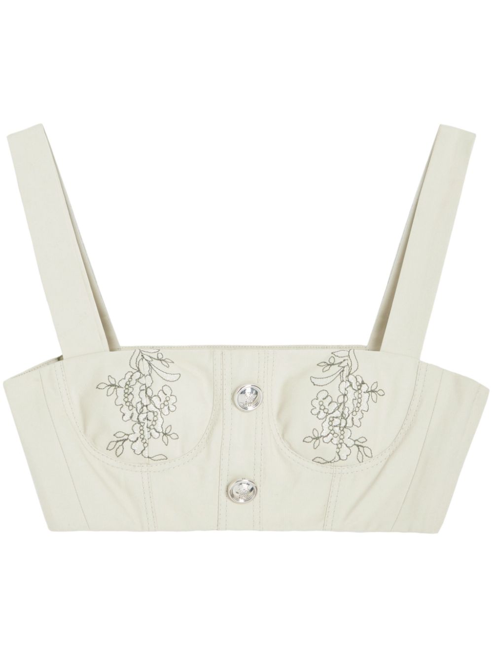Floral-jacquard cropped top - Neutrals