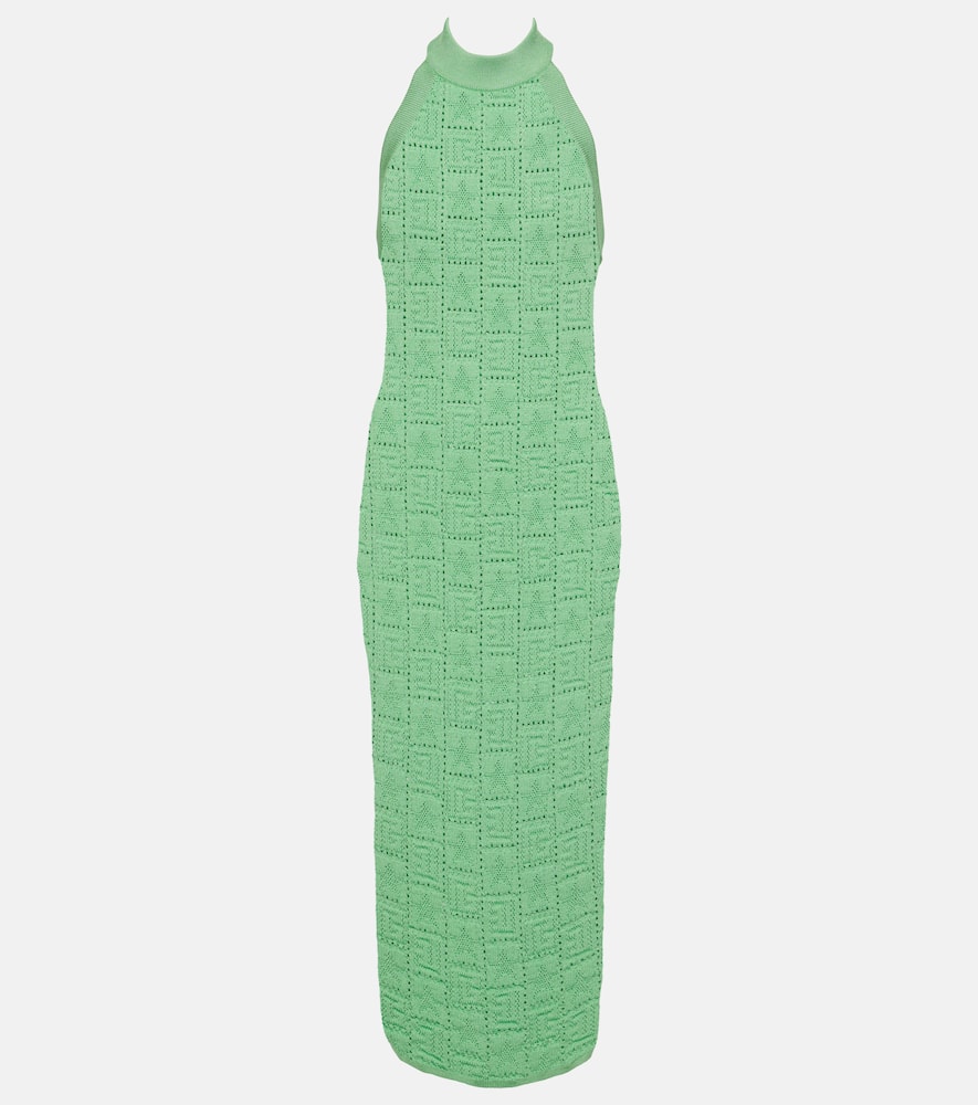 Monogram openwork midi dress