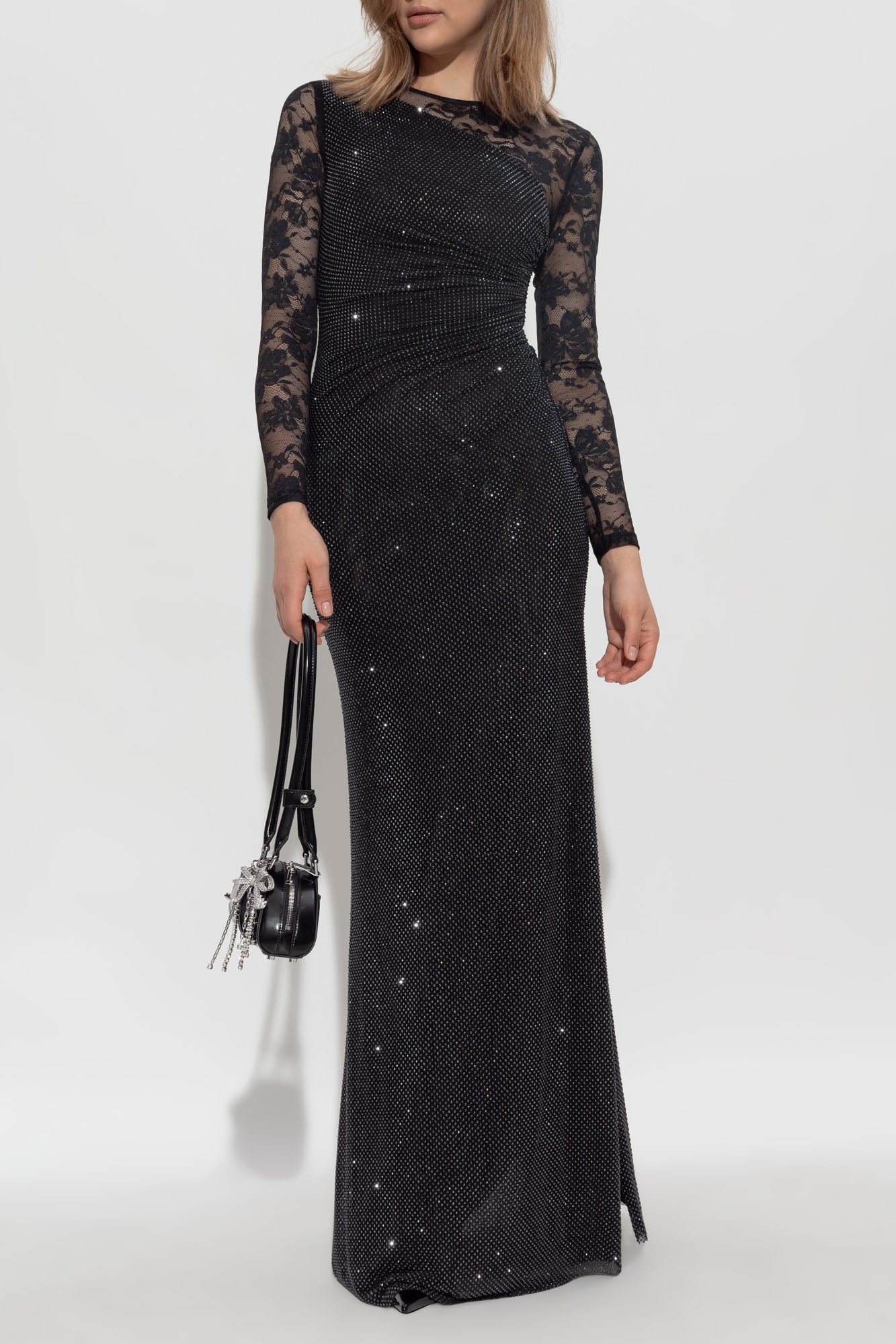 Dress With Shimmering Crystals, Women's, Black