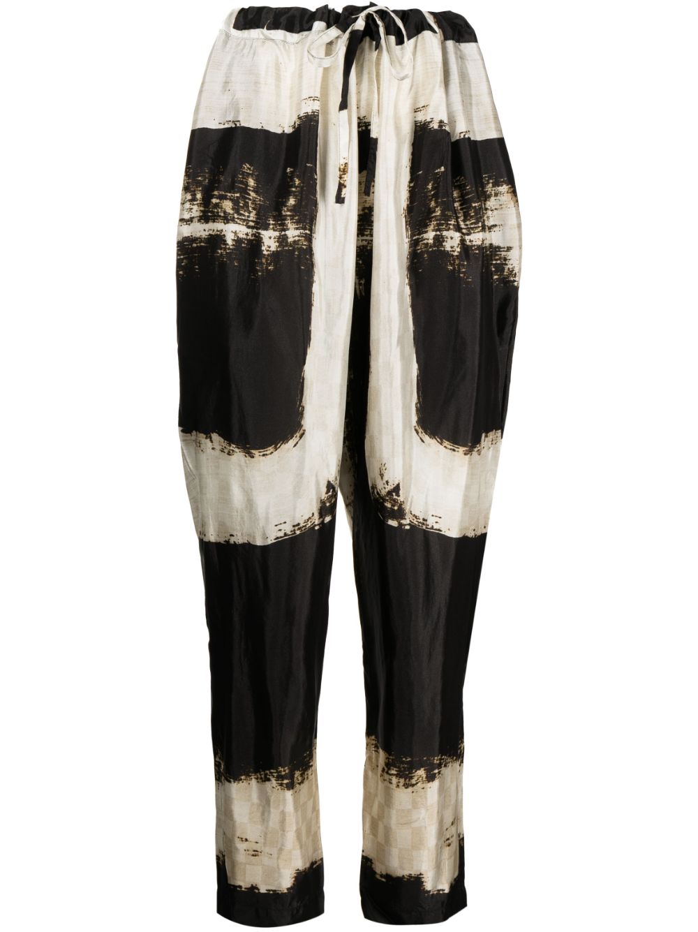 Drawstring tapered-leg trousers - Black