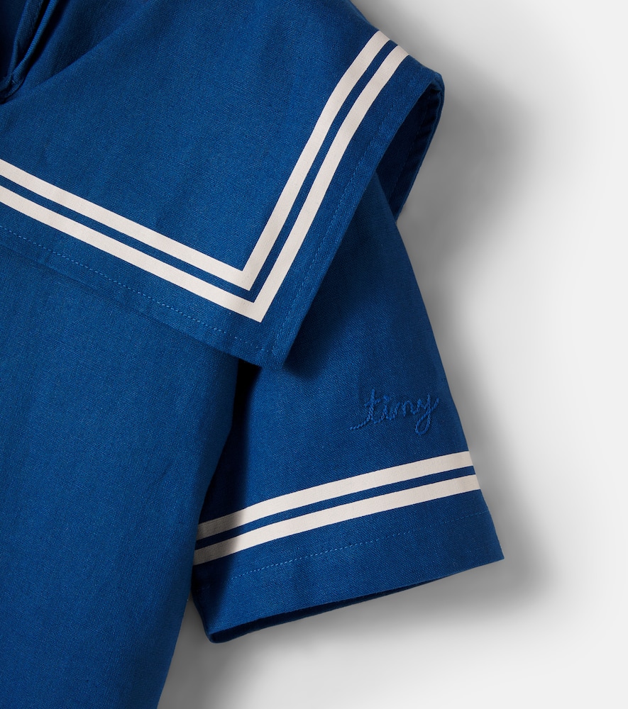 Striped cotton and linen dress