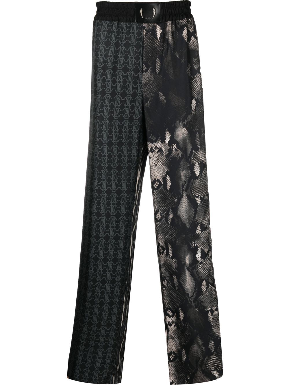 Roberto Cavalli mix-print silk track pants - Black