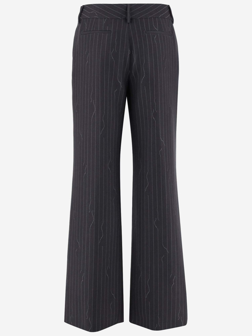 Pinstripe-pattern virgin wool-blend trousers - Grey