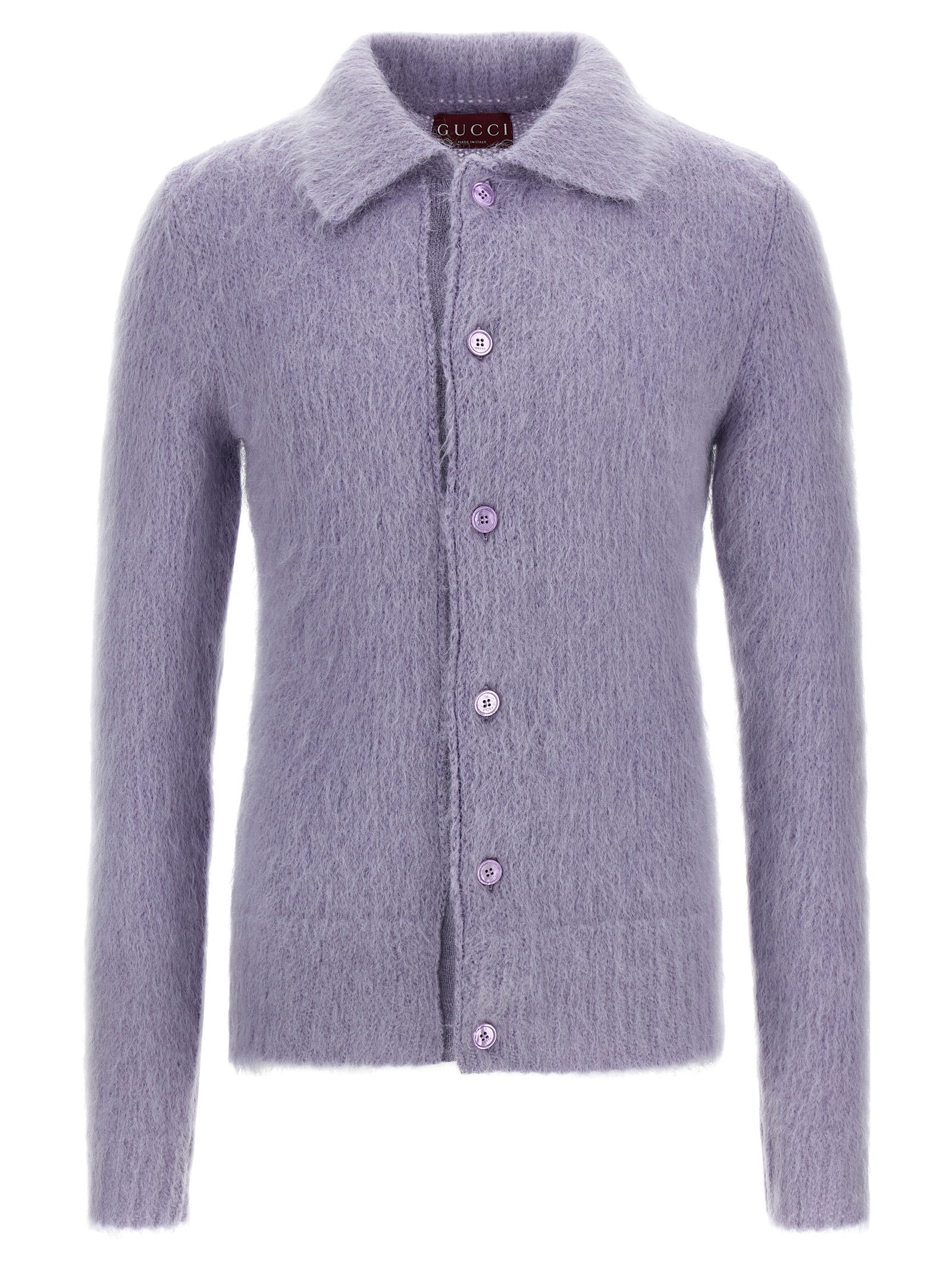 Brushed Mohair Blend Cardigan — Purple
