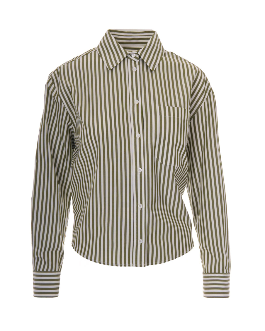 Green Regular Stripes Shirt