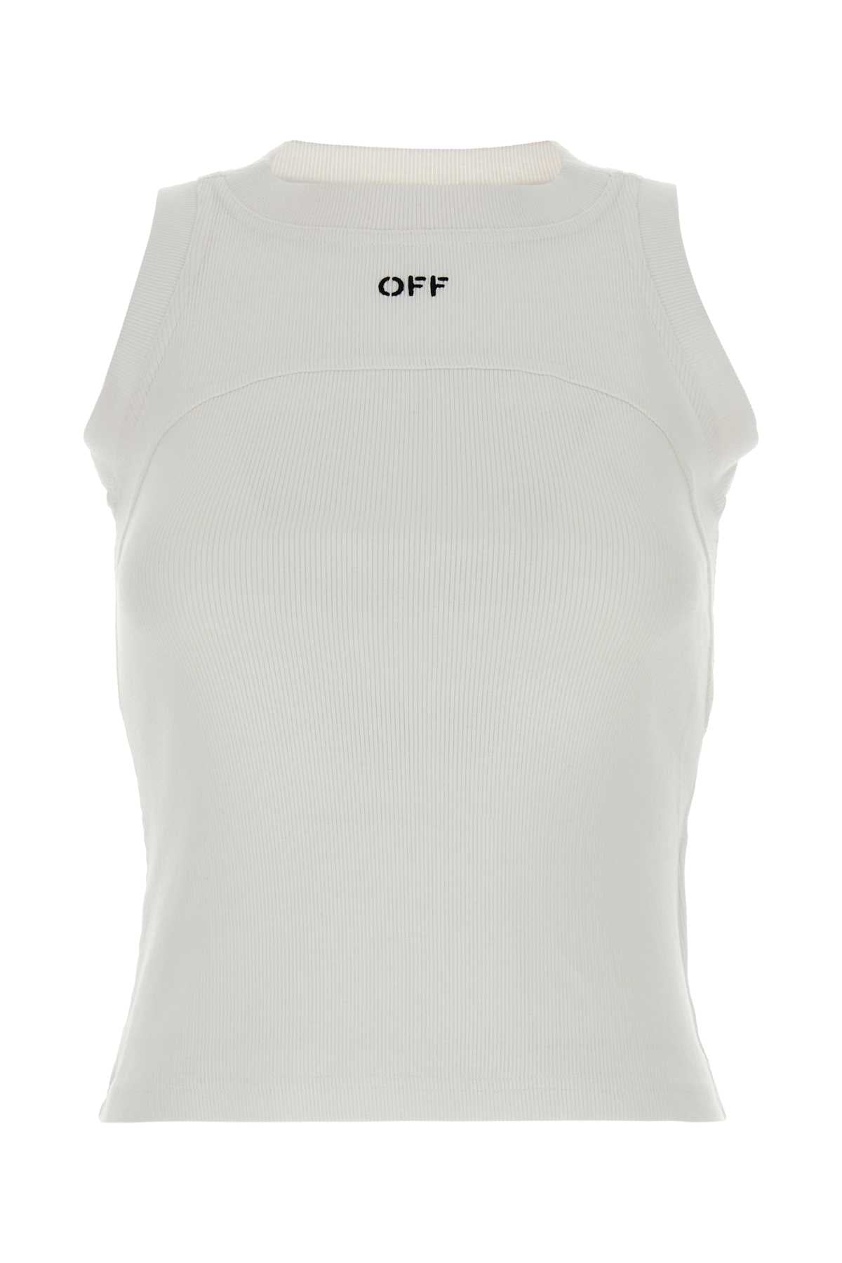 Logo-Embroidered Ribbed Cotton Tank Top — White