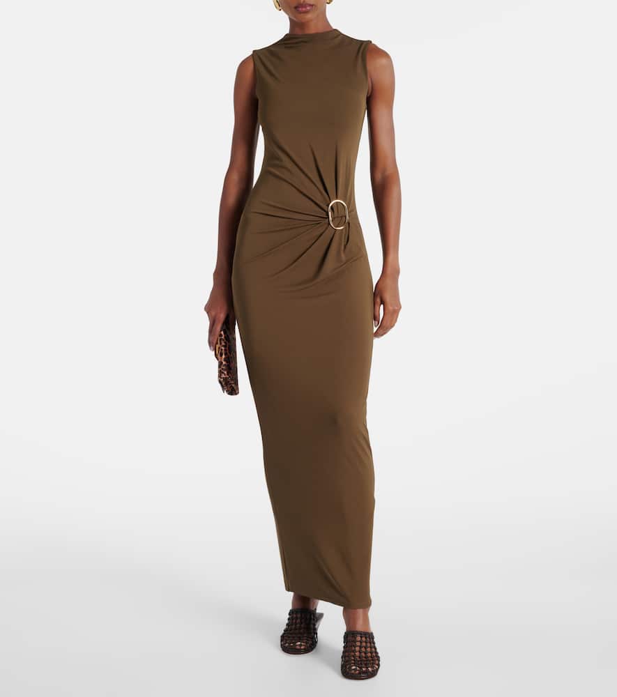 Gathered jersey maxi dress