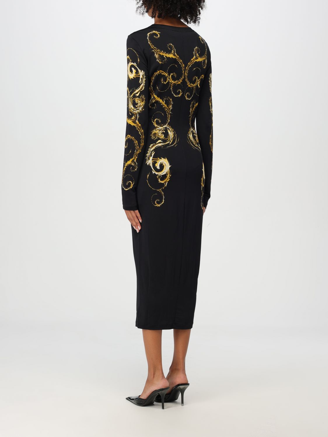 Watercolour Couture-print midi dress - Black