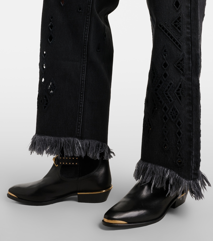 Amia broderie anglaise flared jeans