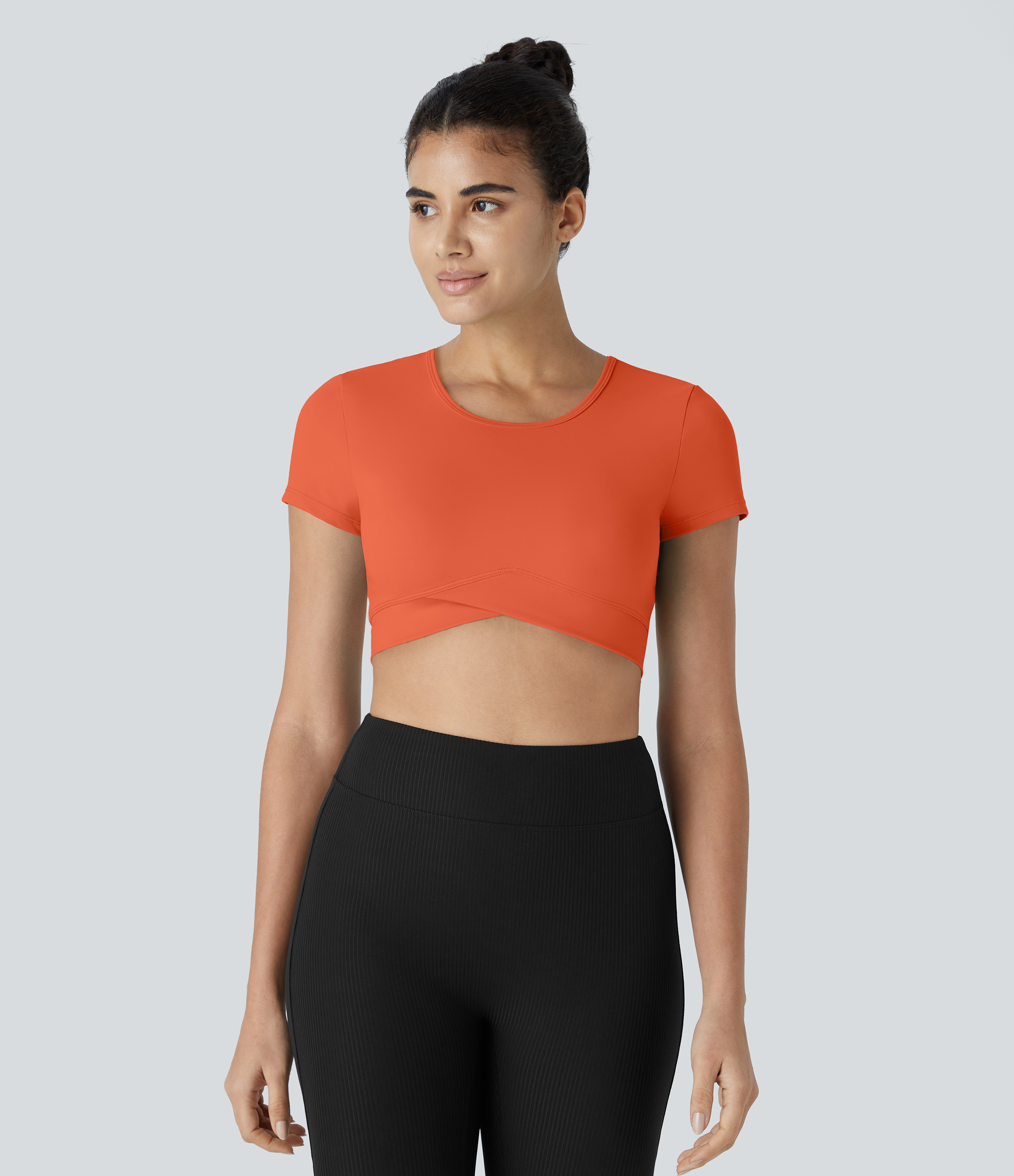 SoftlyZero™ Plush Crossover Hem Cropped Sports Top  - Tigerlily