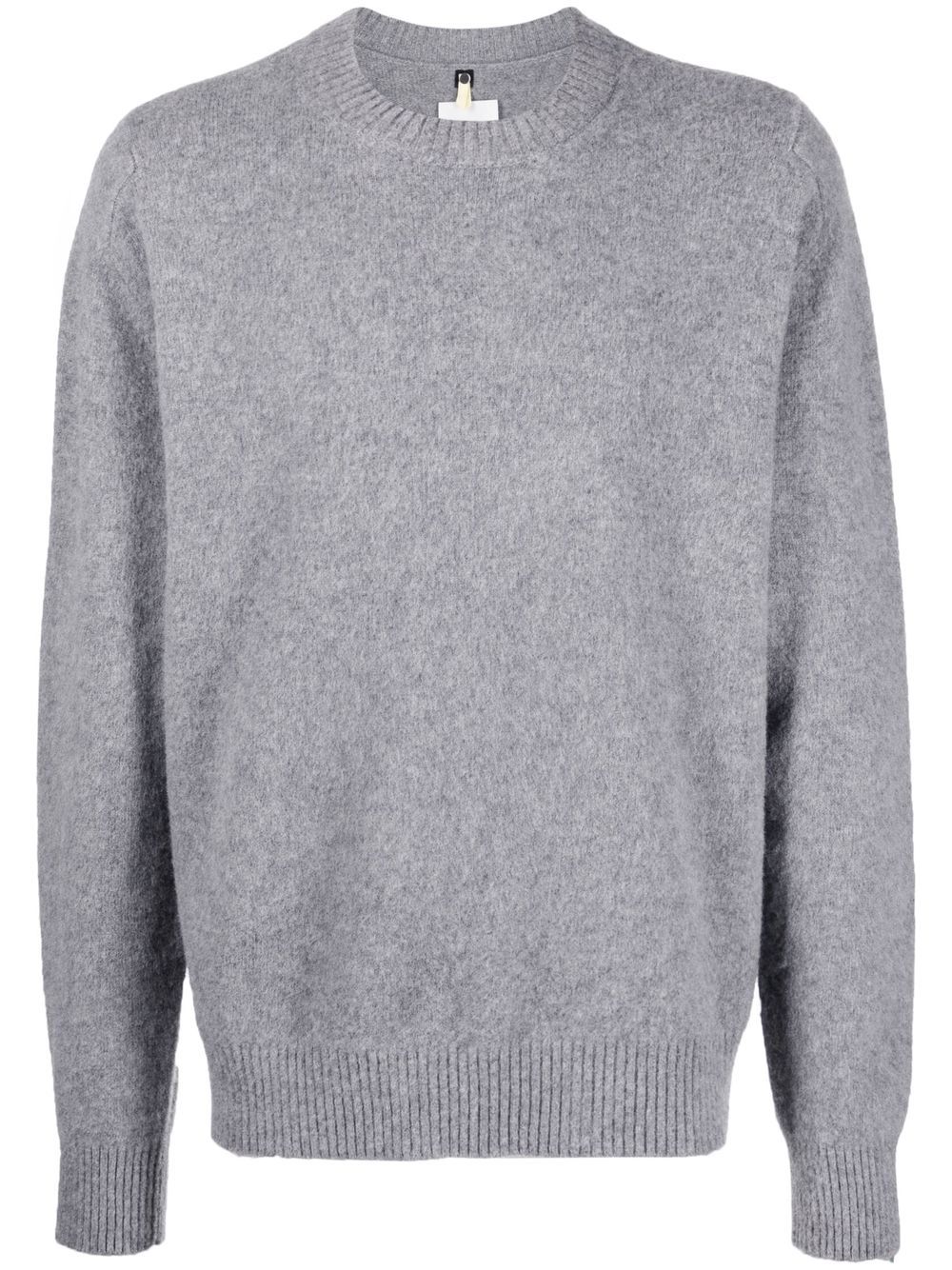 Intarsia-knit logo wool=blend jumper - Grey
