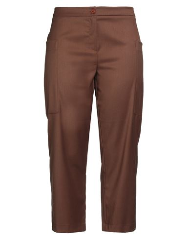 Pre't A Porte'r Woman Pants Brown Size 12 Polyester, Viscose, Elastane