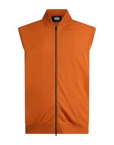 Man Cardigan Orange Size 38 Merino Wool