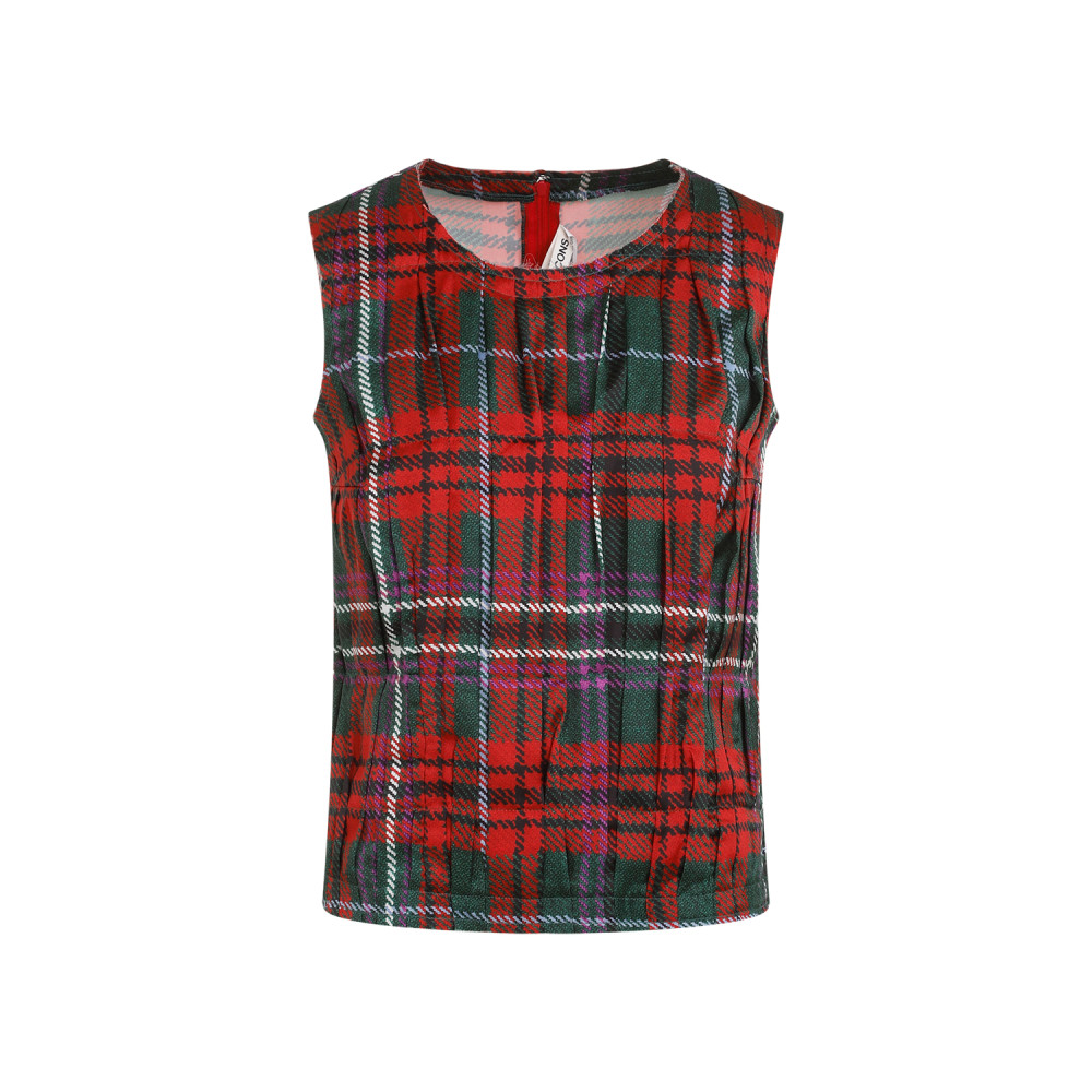 Multicolor Tartan Pleated Top