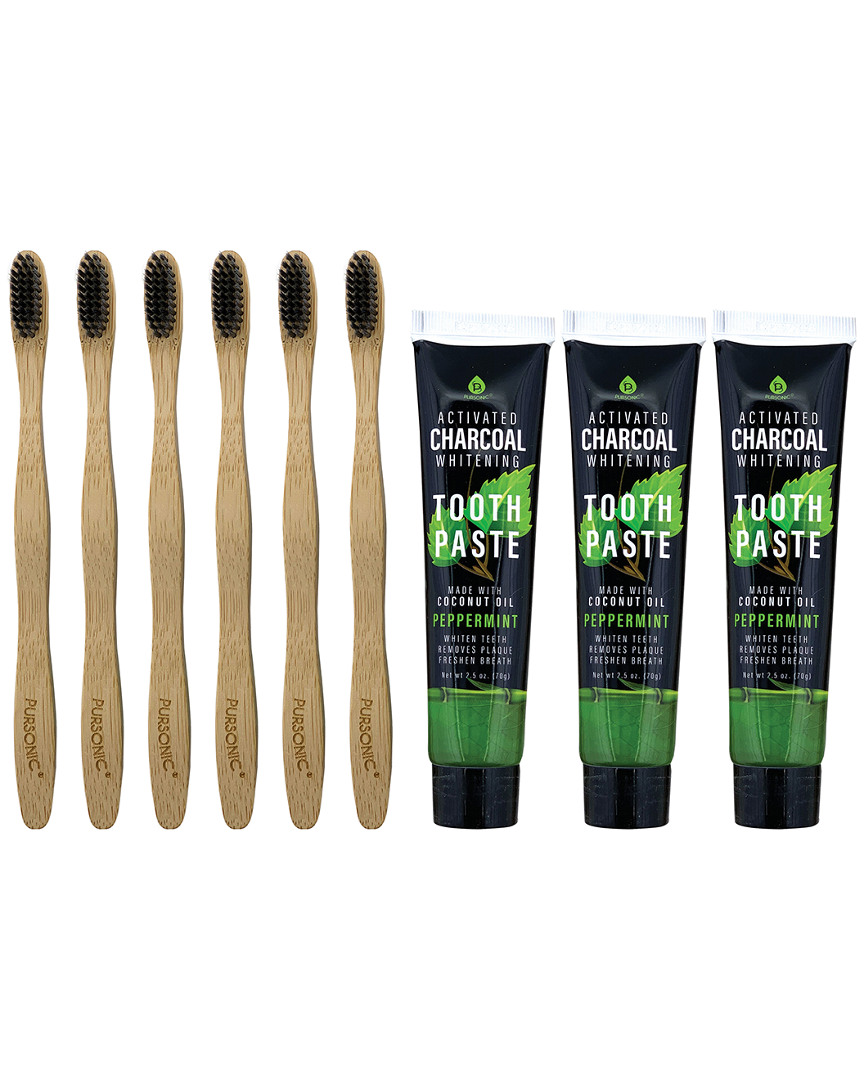 Bamboo Toothbrush Charcoal Whitening Set